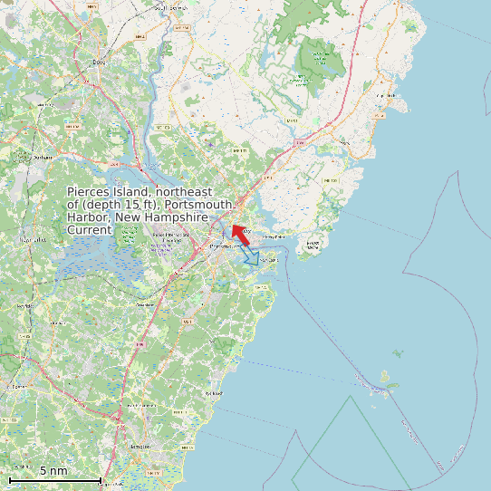 Map of Pierces Island, northeast of (depth 15 ft), Portsmouth Harbor, New Hampshire Current Prediction Station