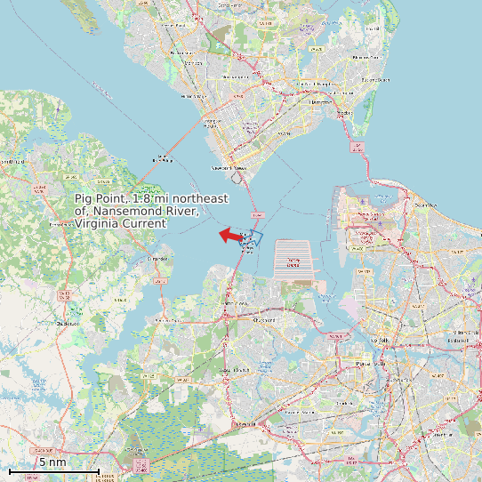 Map of Pig Point, 1.8 mi northeast of, Nansemond River, Virginia Current Prediction Station