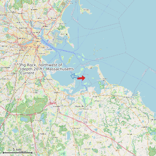Map of Pig Rock, northwest of (depth 20 ft), Massachusetts Current Prediction Station