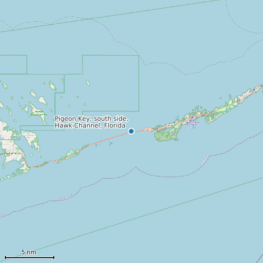 Map of Pigeon Key, south side, Hawk Channel, Florida Tide Prediction Station