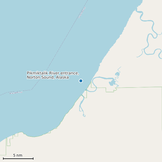 Map of Pikmiktalik River entrance, Norton Sound, Alaska Tide Prediction Station