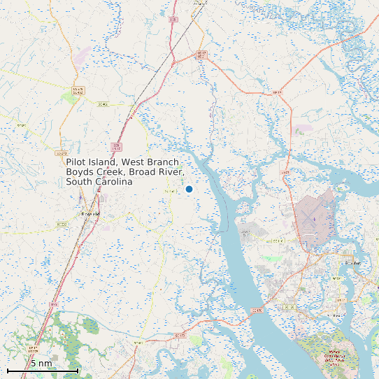 Map of Pilot Island, West Branch Boyds Creek, Broad River, South Carolina Tide Prediction Station