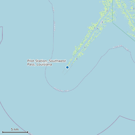 Map of Pilot Station, Southwest Pass, Louisiana Tide Prediction Station