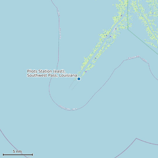 Map of Pilots Station (east), Southwest Pass, Louisiana Tide Prediction Station