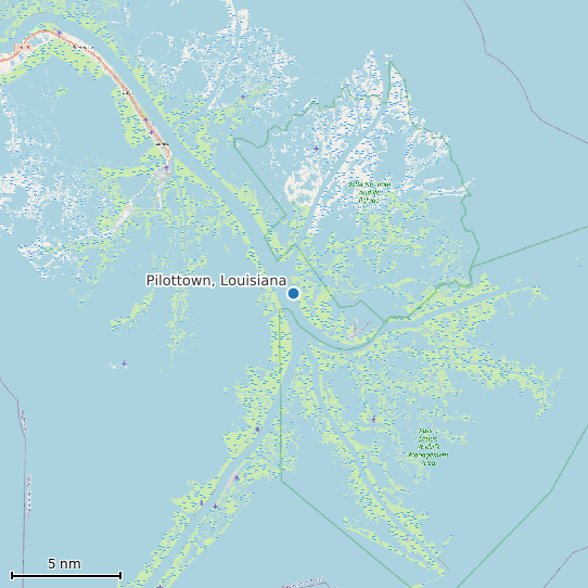 Map of Pilottown, Louisiana Tide Prediction Station