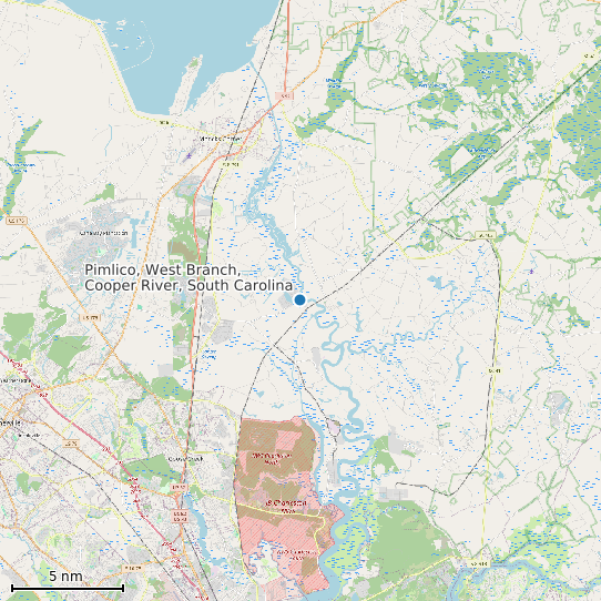 Map of Pimlico, West Branch, Cooper River, South Carolina Tide Prediction Station
