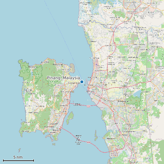 Map of Pinang, Malaysia Tide Prediction Station