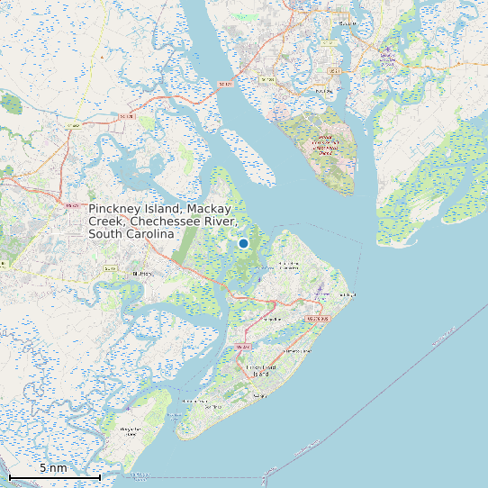 Map of Pinckney Island, Mackay Creek, Chechessee River, South Carolina Tide Prediction Station