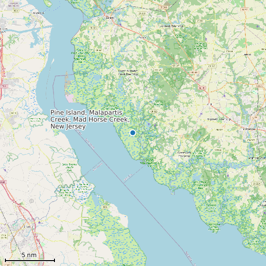 Map of Pine Island, Malapartis Creek, Mad Horse Creek, New Jersey Tide Prediction Station