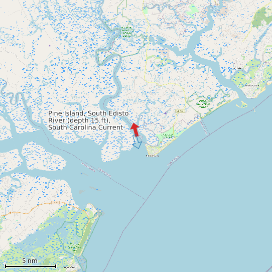 Map of Pine Island, South Edisto River (depth 15 ft), South Carolina Current Prediction Station