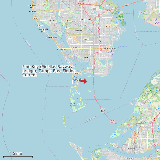 Map of Pine Key (Pinellas Bayway bridge), Tampa Bay, Florida Current Prediction Station