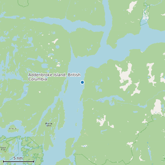 Map of Addenbroke Island, British Columbia Tide Prediction Station