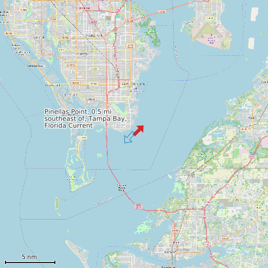 Map of Pinellas Point, 0.5 mi southeast of, Tampa Bay, Florida Current Prediction Station
