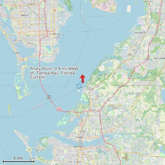 Map of Piney Point, 0.6 mi NNW of, Tampa Bay, Florida Current Prediction Station