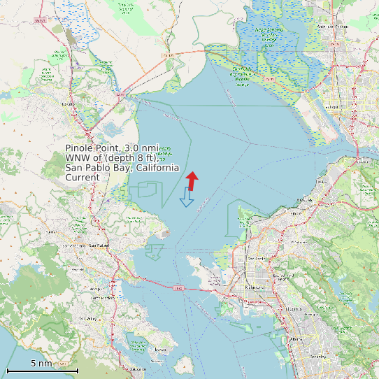 Map of Pinole Point, 3.0 nmi WNW of (depth 8 ft), San Pablo Bay, California Current Prediction Station