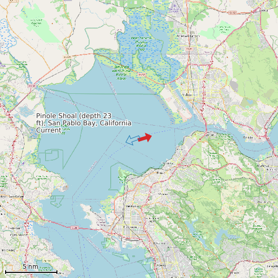 Map of Pinole Shoal (depth 23 ft), San Pablo Bay, California Current Prediction Station