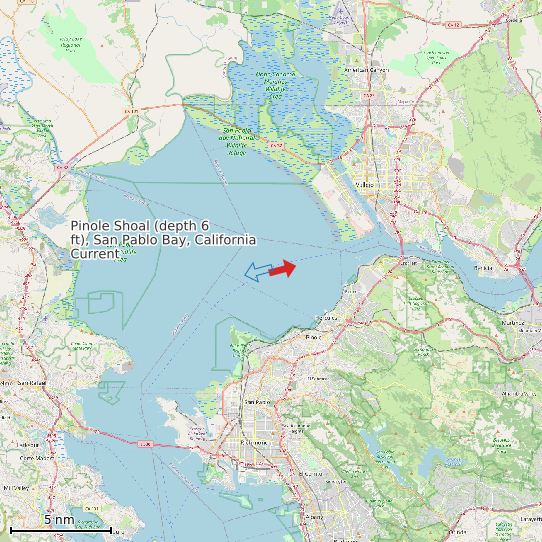 Map of Pinole Shoal (depth 6 ft), San Pablo Bay, California Current Prediction Station