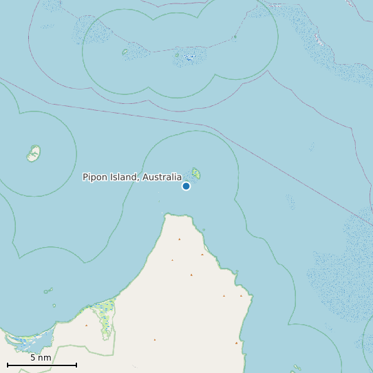 Map of Pipon Island, Australia Tide Prediction Station
