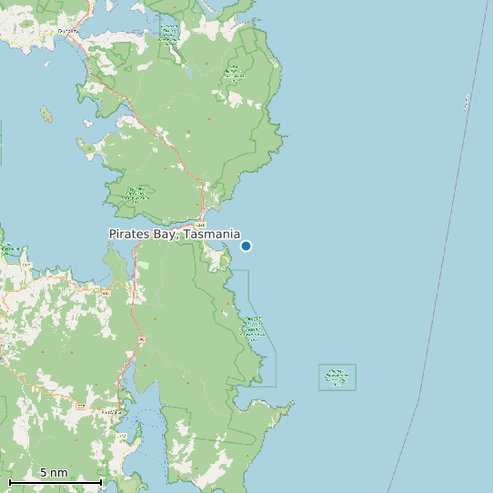 Map of Pirates Bay, Tasmania Tide Prediction Station