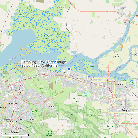 Map of Pittsburg, New York Slough, Suisun Bay, California Tide Prediction Station