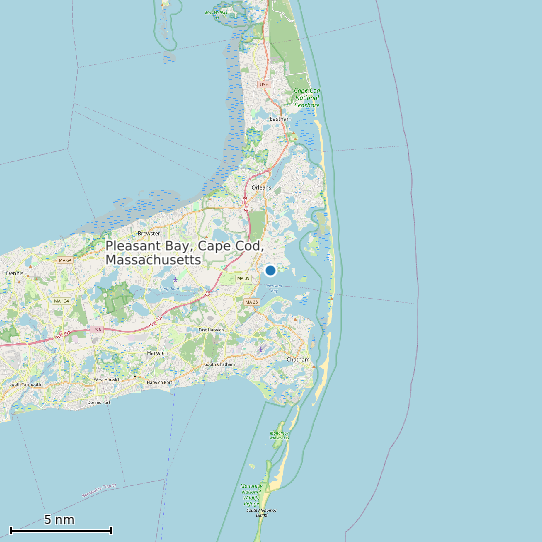 Map of Pleasant Bay, Cape Cod, Massachusetts Tide Prediction Station