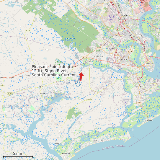 Map of Pleasant Point (depth 12 ft), Stono River, South Carolina Current Prediction Station