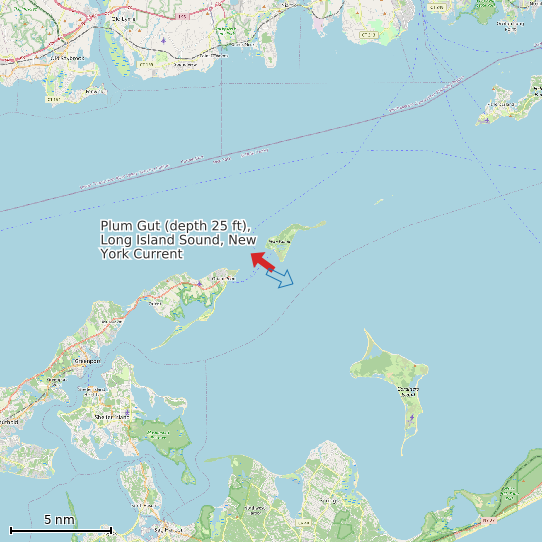 Map of Plum Gut (depth 25 ft), Long Island Sound, New York Current Prediction Station