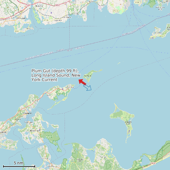 Map of Plum Gut (depth 99 ft), Long Island Sound, New York Current Prediction Station