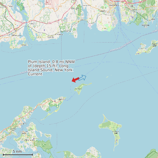 Map of Plum Island, 0.8 mi NNW of (depth 15 ft), Long Island Sound, New York Current Prediction Station