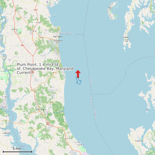 Map of Plum Point, 1.4 mi ESE of, Chesapeake Bay, Maryland Current Prediction Station