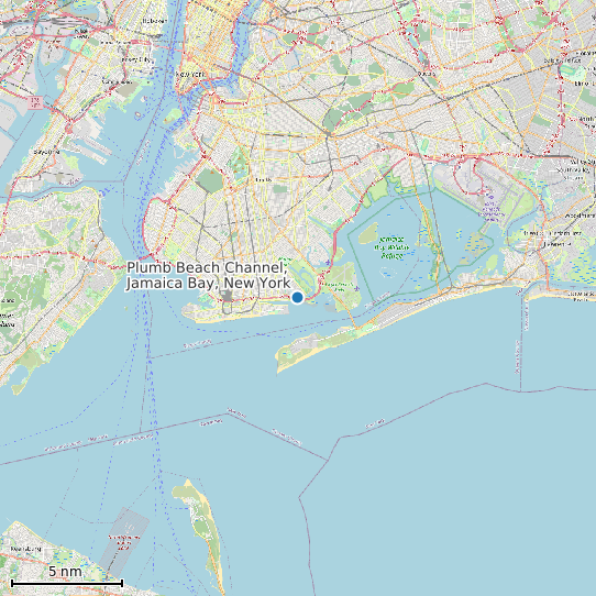 Map of Plumb Beach Channel, Jamaica Bay, New York Tide Prediction Station