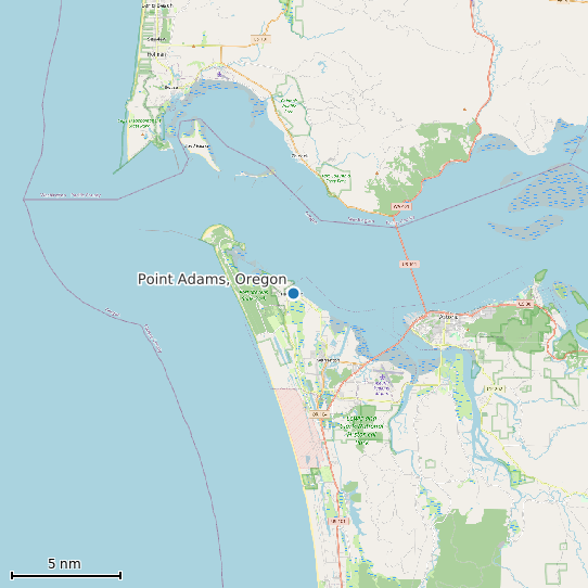 Map of Point Adams, Oregon Tide Prediction Station