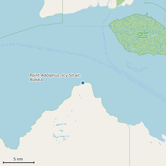 Map of Point Adolphus, Icy Strait, Alaska Tide Prediction Station
