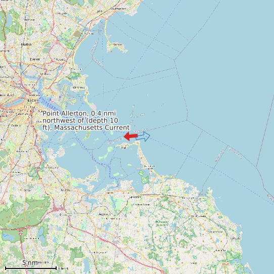 Map of Point Allerton, 0.4 nmi northwest of (depth 10 ft), Massachusetts Current Prediction Station