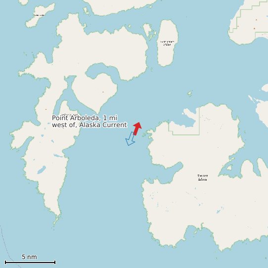 Map of Point Arboleda, 1 mi west of, Alaska Current Prediction Station