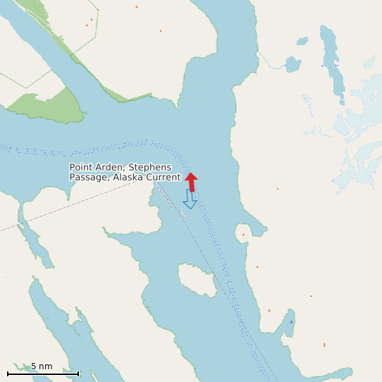 Map of Point Arden, Stephens Passage, Alaska Current Prediction Station