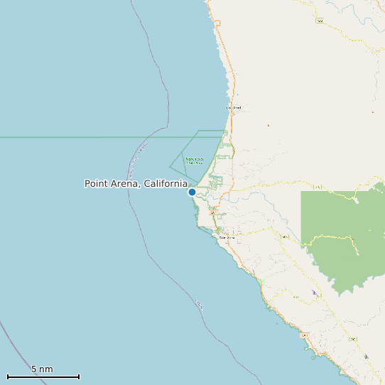 Map of Point Arena, California Tide Prediction Station