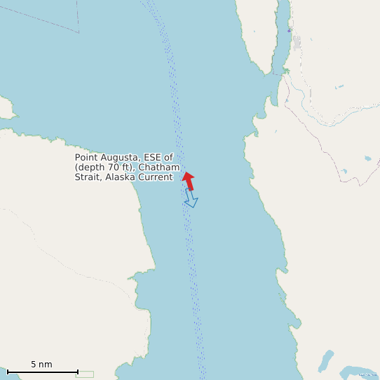 Map of Point Augusta, ESE of (depth 70 ft), Chatham Strait, Alaska Current Prediction Station