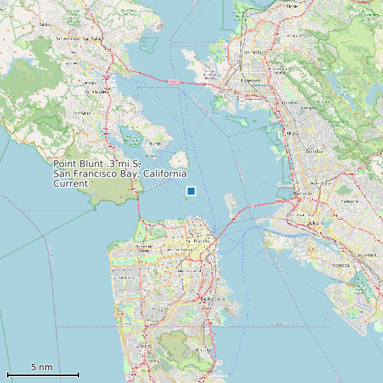Map of Point Blunt .3 mi S, San Francisco Bay, California Current Prediction Station