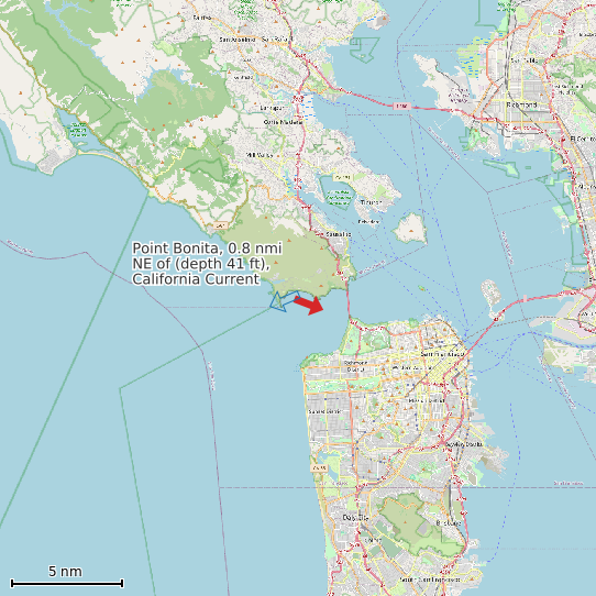 Map of Point Bonita, 0.8 nmi NE of (depth 41 ft), California Current Prediction Station
