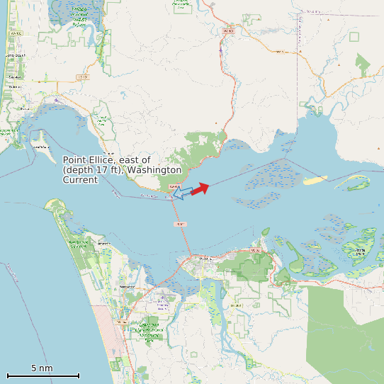 Map of Point Ellice, east of (depth 17 ft), Washington Current Prediction Station