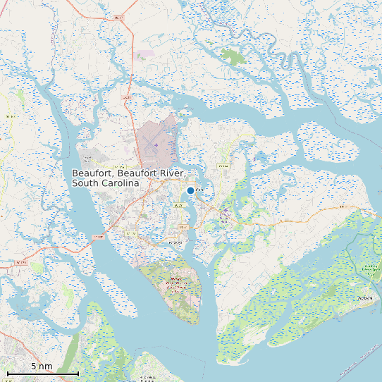 Map of Beaufort, Beaufort River, South Carolina Tide Prediction Station