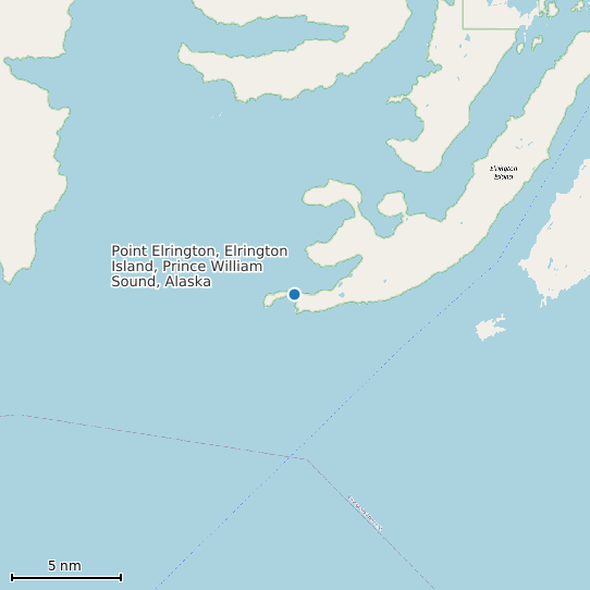 Map of Point Elrington, Elrington Island, Prince William Sound, Alaska Tide Prediction Station