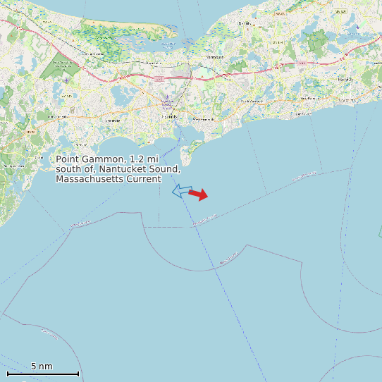 Map of Point Gammon, 1.2 mi south of, Nantucket Sound, Massachusetts Current Prediction Station