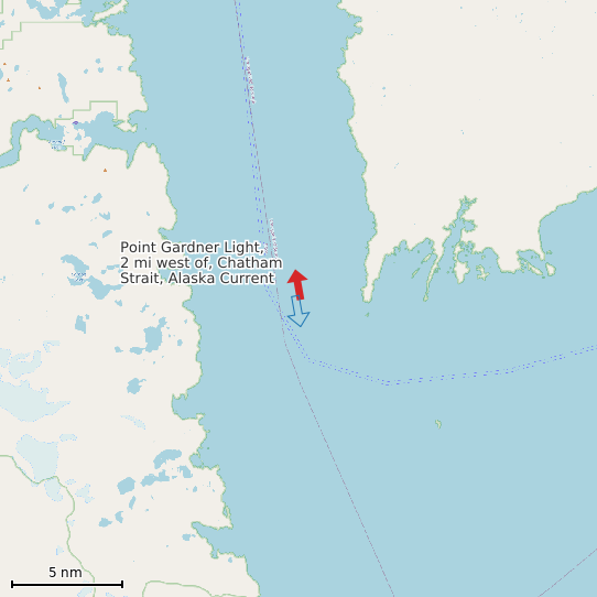 Map of Point Gardner Light, 2 mi west of, Chatham Strait, Alaska Current Prediction Station