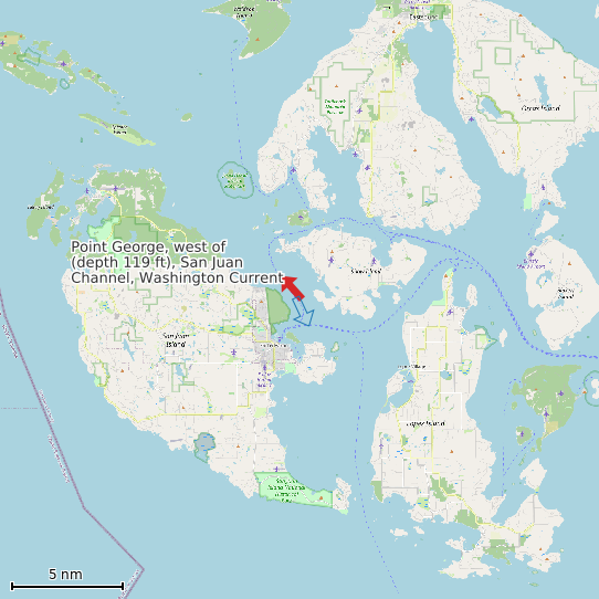 Map of Point George, west of (depth 119 ft), San Juan Channel, Washington Current Prediction Station