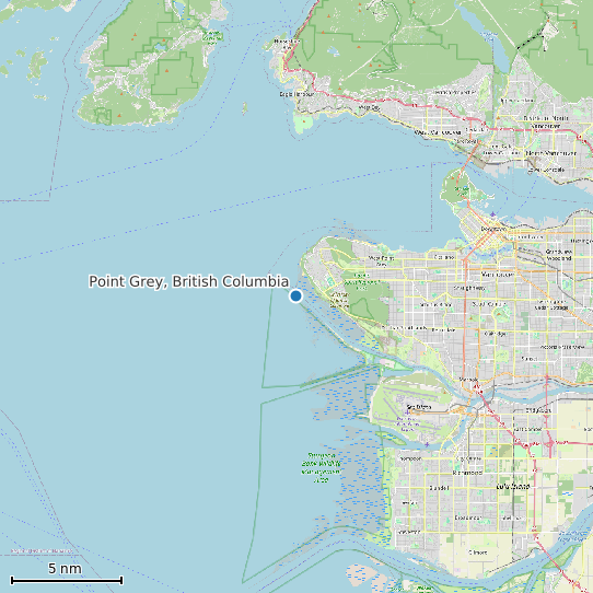 Map of Point Grey, British Columbia Tide Prediction Station