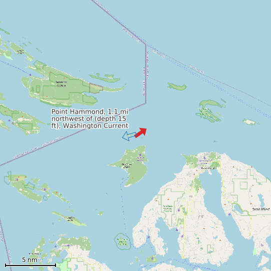 Map of Point Hammond, 1.1 mi northwest of (depth 15 ft), Washington Current Prediction Station