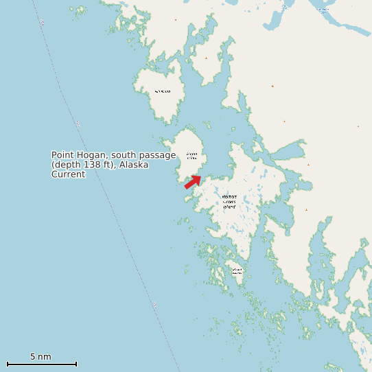 Map of Point Hogan, south passage (depth 138 ft), Alaska Current Prediction Station