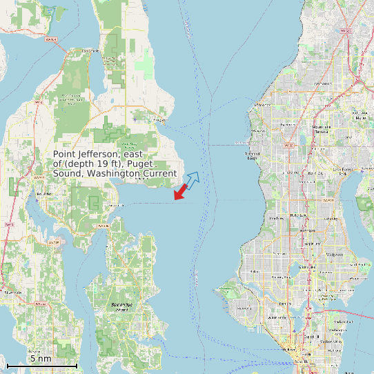Map of Point Jefferson, east of (depth 19 ft), Puget Sound, Washington Current Prediction Station